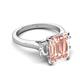 5 - Chaya 2.65 ctw Emerald shape Morganite (9x7 mm) Accented Cadillac shape Lab Grown Diamonds Three Stone Women Engagement Ring 