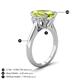 4 - Chaya 2.85 ctw Emerald shape Peridot (9x7 mm) Accented Cadillac shape Lab Grown Diamonds Three Stone Women Engagement Ring 