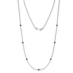 Salina 7Stn Smoky Quartz on Cable Necklace Stone Smoky Quartz ctw Womens Station Necklace K White Gold