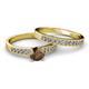 2 - Ronia 1.66 ctw Classic Smoky Quartz (6.50 mm) Accented Lab Grown Diamonds Bridal Set Ring  