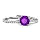 1 - Kalina 1.97 ctw Amethyst (7.00 mm) Accented Lab Grown Diamonds Bridal Set Ring  