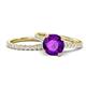 1 - Kalina 1.97 ctw Amethyst (7.00 mm) Accented Lab Grown Diamonds Bridal Set Ring  