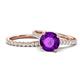 1 - Kalina 1.97 ctw Amethyst (7.00 mm) Accented Lab Grown Diamonds Bridal Set Ring  