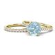 1 - Kalina 1.97 ctw Aquamarine (7.00 mm) Accented Lab Grown Diamonds Bridal Set Ring  