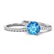 1 - Kalina 2.07 ctw Blue Topaz (7.00 mm) Accented Lab Grown Diamonds Bridal Set Ring  