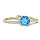 1 - Kalina 2.07 ctw Blue Topaz (7.00 mm) Accented Lab Grown Diamonds Bridal Set Ring  