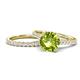 1 - Kalina 2.21 ctw Peridot (7.00 mm) Accented Lab Grown Diamonds Bridal Set Ring  