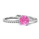 1 - Kalina 2.67 ctw Created Pink Sapphire (7.00 mm) Accented Lab Grown Diamonds Bridal Set Ring  