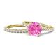 1 - Kalina 2.67 ctw Created Pink Sapphire (7.00 mm) Accented Lab Grown Diamonds Bridal Set Ring  