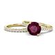 1 - Kalina 2.17 ctw Rhodolite Garnet (7.00 mm) Accented Lab Grown Diamonds Bridal Set Ring  