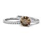 1 - Kalina 2.00 ctw Smoky Quartz (7.00 mm) Accented Lab Grown Diamonds Bridal Set Ring  