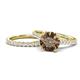 1 - Kalina 2.00 ctw Smoky Quartz (7.00 mm) Accented Lab Grown Diamonds Bridal Set Ring  