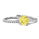 1 - Kalina 2.67 ctw Created Yellow Sapphire (7.00 mm) Accented Lab Grown Diamonds Bridal Set Ring  