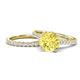 1 - Kalina 2.67 ctw Created Yellow Sapphire (7.00 mm) Accented Lab Grown Diamonds Bridal Set Ring  