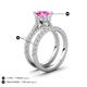 3 - Kalina 2.67 ctw Created Pink Sapphire (7.00 mm) Accented Lab Grown Diamonds Bridal Set Ring  