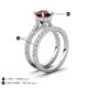 3 - Kalina 2.17 ctw Red Garnet (7.00 mm) Accented Lab Grown Diamonds Bridal Set Ring  