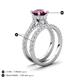 3 - Kalina 2.17 ctw Rhodolite Garnet (7.00 mm) Accented Lab Grown Diamonds Bridal Set Ring  