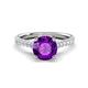 1 - Kalina 1.75 ctw Amethyst (7.00 mm) Accented Lab Grown Diamonds Halo Engagement Ring 