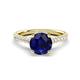 1 - Kalina 2.25 ctw Blue Sapphire (7.00 mm) Accented Lab Grown Diamonds Halo Engagement Ring 