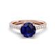 1 - Kalina 2.25 ctw Blue Sapphire (7.00 mm) Accented Lab Grown Diamonds Halo Engagement Ring 