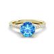 1 - Kalina 1.85 ctw Blue Topaz (7.00 mm) Accented Lab Grown Diamonds Halo Engagement Ring 