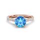 1 - Kalina 1.85 ctw Blue Topaz (7.00 mm) Accented Lab Grown Diamonds Halo Engagement Ring 