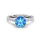 1 - Kalina 1.85 ctw Blue Topaz (7.00 mm) Accented Lab Grown Diamonds Halo Engagement Ring 