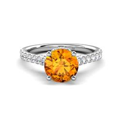 Kalina ctw Citrine Accented Lab Grown Diamonds Halo Engagement Ring ctw Citrine Accented Lab Grown Diamonds Halo Engagement Ring in Platinum