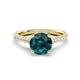 1 - Kalina 1.85 ctw London Blue Topaz (7.00 mm) Accented Lab Grown Diamonds Halo Engagement Ring 