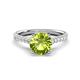 1 - Kalina 2.00 ctw Peridot (7.00 mm) Accented Lab Grown Diamonds Halo Engagement Ring 