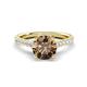 1 - Kalina 1.79 ctw Smoky Quartz (7.00 mm) Accented Lab Grown Diamonds Halo Engagement Ring 