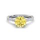 1 - Kalina 2.45 ctw Created Yellow Sapphire (7.00 mm) Accented Lab Grown Diamonds Halo Engagement Ring 