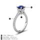 3 - Kalina 2.25 ctw Blue Sapphire (7.00 mm) Accented Lab Grown Diamonds Halo Engagement Ring 