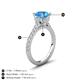 3 - Kalina 1.85 ctw Blue Topaz (7.00 mm) Accented Lab Grown Diamonds Halo Engagement Ring 