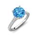 4 - Kalina 1.85 ctw Blue Topaz (7.00 mm) Accented Lab Grown Diamonds Halo Engagement Ring 