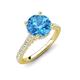 4 - Kalina 1.85 ctw Blue Topaz (7.00 mm) Accented Lab Grown Diamonds Halo Engagement Ring 