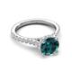 5 - Kalina 1.85 ctw London Blue Topaz (7.00 mm) Accented Lab Grown Diamonds Halo Engagement Ring 