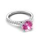 5 - Kalina 2.45 ctw Created Pink Sapphire (7.00 mm) Accented Lab Grown Diamonds Halo Engagement Ring 