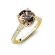 4 - Kalina 1.79 ctw Smoky Quartz (7.00 mm) Accented Lab Grown Diamonds Halo Engagement Ring 