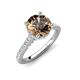 4 - Kalina 1.79 ctw Smoky Quartz (7.00 mm) Accented Lab Grown Diamonds Halo Engagement Ring 