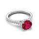 5 - Kalina 2.10 ctw Ruby (7.00 mm) Accented Lab Grown Diamonds Halo Engagement Ring 