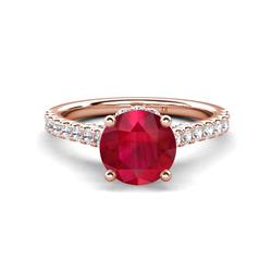 Kalina ctw Ruby Accented Lab Grown Diamonds Halo Engagement Ring ctw Ruby Accented Lab Grown Diamonds Halo Engagement Ring in K Rose Gold