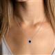 4 - Lyra 6.00 mm Round Blue Sapphire and Diamond Accent Pendant Necklace 