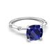 5 - Nuria 3.30 ctw Cushion Shape Created Blue Sapphire (8.00 mm) accented Natural Diamonds Engagement Ring 