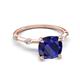 5 - Nuria 3.30 ctw Cushion Shape Created Blue Sapphire (8.00 mm) accented Natural Diamonds Engagement Ring 