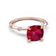 5 - Nuria 3.30 ctw Cushion Shape Created Ruby (8.00 mm) accented Natural Diamonds Engagement Ring 