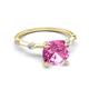 5 - Nuria 3.30 ctw Cushion Shape Created Pink Sapphire (8.00 mm) accented Natural Diamonds Engagement Ring 