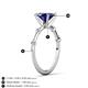 4 - Nuria 3.30 ctw Cushion Shape Created Blue Sapphire (8.00 mm) accented Natural Diamonds Engagement Ring 