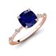 3 - Nuria 3.30 ctw Cushion Shape Created Blue Sapphire (8.00 mm) accented Natural Diamonds Engagement Ring 