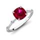 3 - Nuria 3.30 ctw Cushion Shape Created Ruby (8.00 mm) accented Natural Diamonds Engagement Ring 